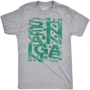 Mens Shenanigans Covered in Clovers Vintage Irish Shamrock St Pattys T Shirt(Light Heather Grey)