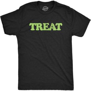 Treat and Treat T Shirts Funny Halloween Trick Or Treat Joke Tees for Men and Women(Heather Black – Mens Treat)