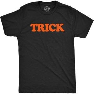 Treat and Treat T Shirts Funny Halloween Trick Or Treat Joke Tees for Men and Women(Heather Black – Mens Trick)