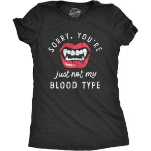 Womens Funny Halloween T Shirts Spooky Scary October Tees for Ladies(Heather Black – Blood)