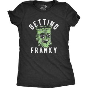 Womens Funny Halloween T Shirts Spooky Scary October Tees for Ladies(Heather Black – Franky)