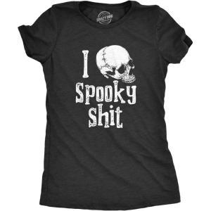 Womens Funny Halloween T Shirts Spooky Scary October Tees for Ladies(Heather Black – Spooky)