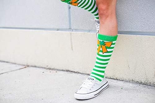 imageCrazy Dog TShirts Womens Orange Bow Green Stripe Socks Saint Patricks Day Cute Novelty Fun Feet Funny and Sarcastic Gift for Casual Wear