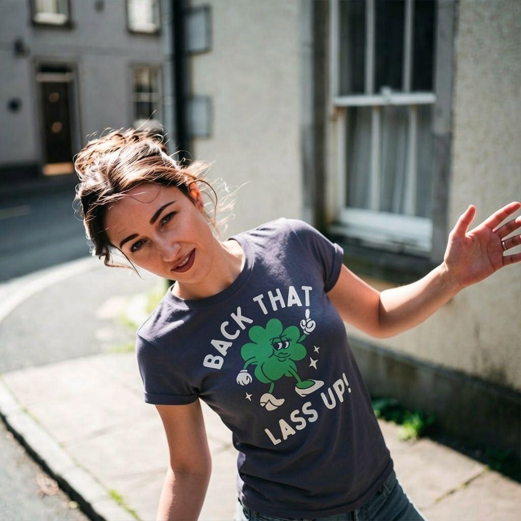 imageWomens Funny T Shirts Back That Lass Up Sarcastic St Patricks Day Tee for Ladies