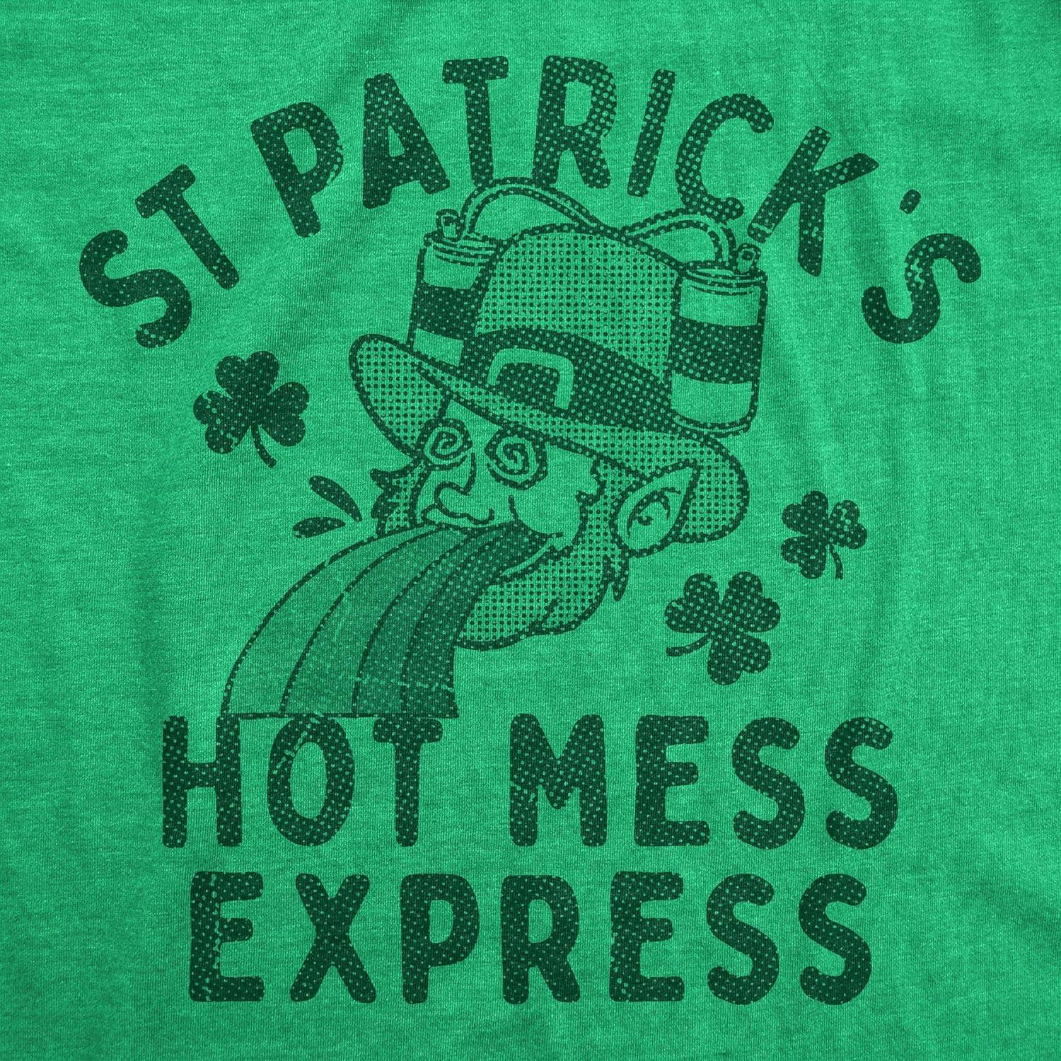 imageWomens Funny T Shirts St Patricks Hot Mess Express Sarcastic St Pattys Day Graphic Novelty Tee for Ladies