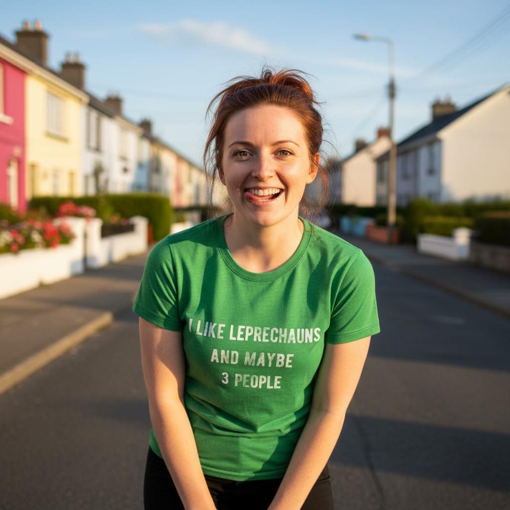 imageWomens I Like Leprechauns and Maybe 3 People T Shirt Funny Saint Patricks Day TeeHeather Green