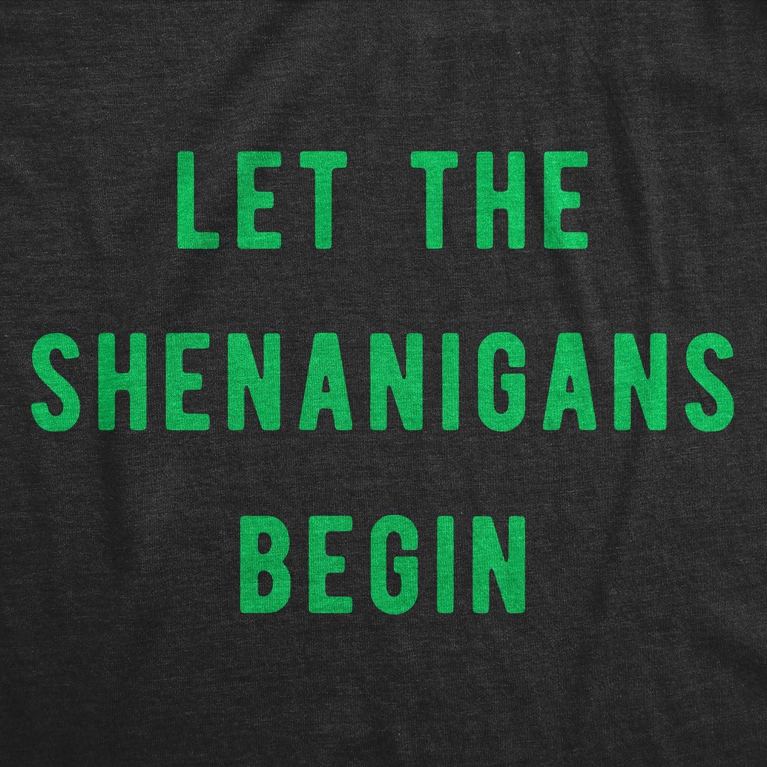 imageWomens Let The Shenanigans Begin T Shirt Funny Saint Patricks Day St Patty TeeHeather Black