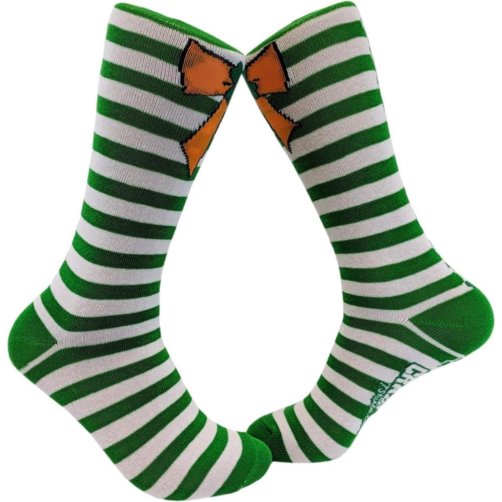 imageCrazy Dog TShirts Womens Orange Bow Green Stripe Socks Saint Patricks Day Cute Novelty Fun Feet Funny and Sarcastic Gift for Casual Wear