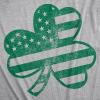 Womens American Shamrock Flag T Shirt USA Saint Patricks Day Clover Graphic(Light Heather Grey)