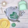 Womens American Shamrock Flag T Shirt USA Saint Patricks Day Clover Graphic(Light Heather Grey)