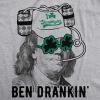 Womens Ben Drankin T Shirt Funny Saint Patricks Day Clover Beer Franklin Irish(Light Heather Grey)