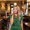 Womens Drink Irish Kiss French Shirt Clever Saint Patricks Day Saying Hilarious(Heather Green)