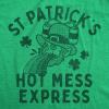 Womens Funny T Shirts St Patricks Hot Mess Express Sarcastic St Pattys Day Graphic Novelty Tee for Ladies