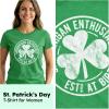 Womens Shenanigan Enthusiast T Shirt Funny St Patricks Day Party Novelty Tee(Heather Green)