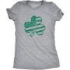 Womens American Shamrock Flag T Shirt USA Saint Patricks Day Clover Graphic(Light Heather Grey)