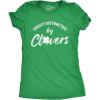 Womens Easily Distracted by Clovers T Shirt Funny Saint Patrick’s Day Four Leaf Clover Novelty Graphic Tee for Ladies(Heather Green)