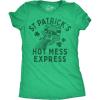 Womens Funny T Shirts St Patricks Hot Mess Express Sarcastic St Pattys Day Graphic Novelty Tee for Ladies
