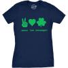 Womens Peace Love Shenanigans T Shirt Funny Novelty Patty Saint Patricks Day Tee(Navy)