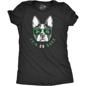 Womens Erin Go Bark T Shirt Funny Saint Patricks Day St Patty Clothes Dog Tee(Heather Black)