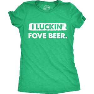 Womens Funny T Shirts I Luckin Fove Beer St Patricks Day Drinking Tee Funny T Shirts Saint Patrick’s Day Tops for Women Cool Beer Top Women’s Novelty Tees Green – XL