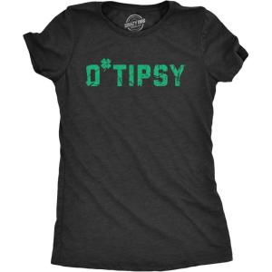 Womens OTipsy Funny St Patricks Day Drinking T Shirt for Ladies(Heather Black – Tipsy)