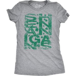 Womens Shenanigans Clover Funny Irish Saint Patricks Day Shamrock Pattys T Shirt(Light Heather Grey)