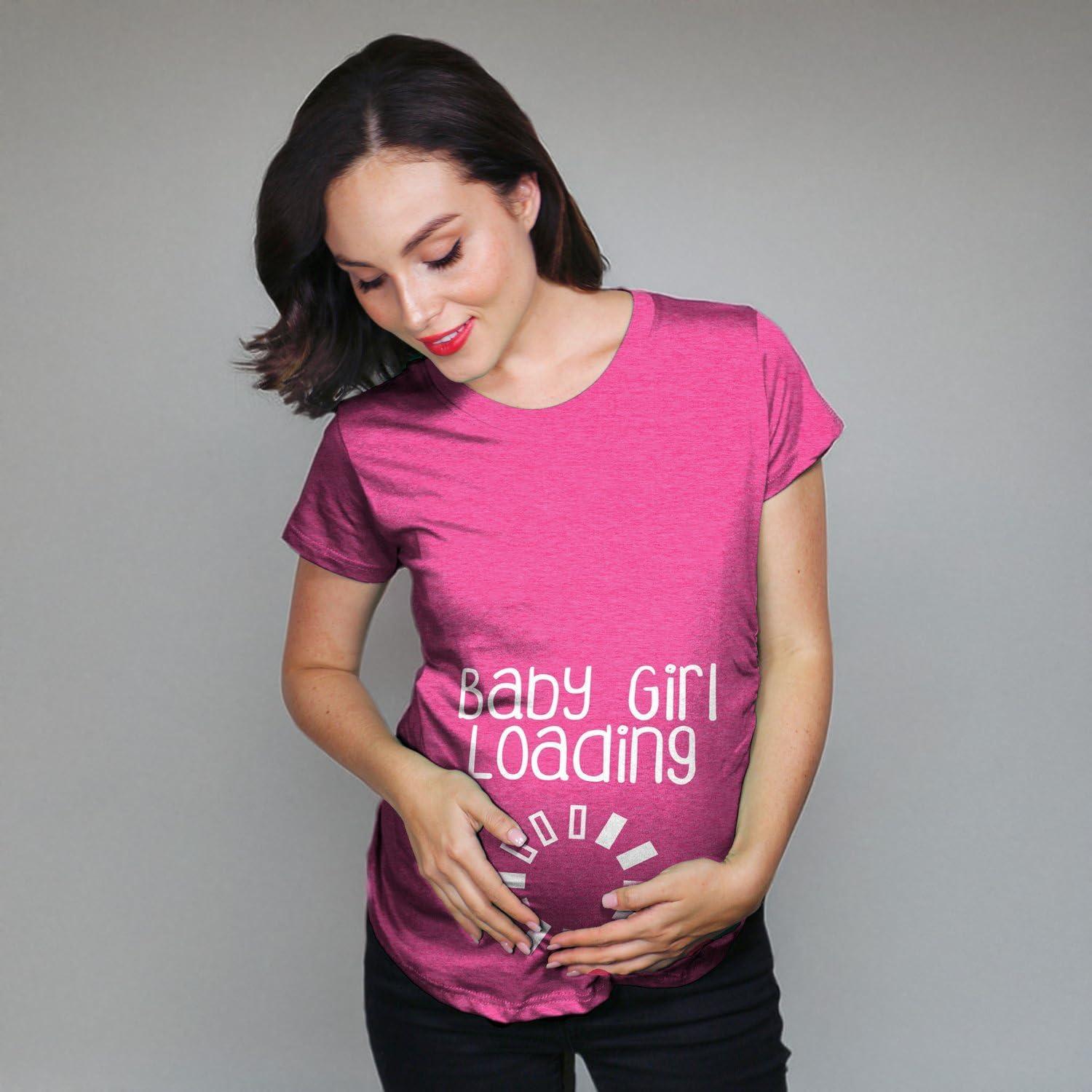 imageCrazy Dog Funny Maternity Shirts Daddy Did it and Baby Loading Cute Maternity Tees for Pregnant WomenPink Girl Loading