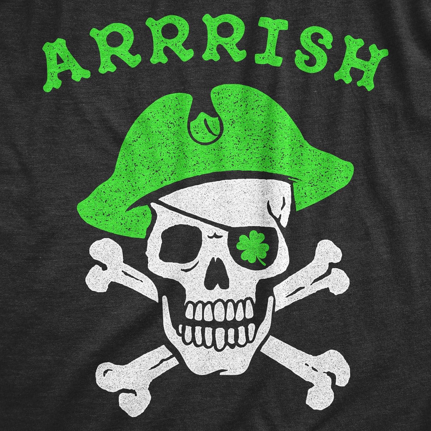 imageMens Arrrish T Shirt Funny Saint Patricks Day Irish Pirate St Patty Humor TeeHeather Black