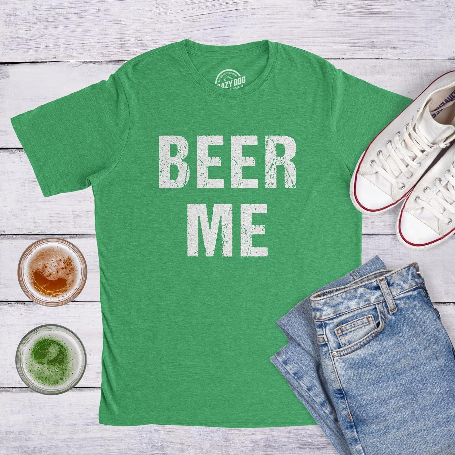 imageMens Beer Me T Shirt Funny Saint Patricks Day Cool Sarcastic Drinking Irish TeeHeather Green