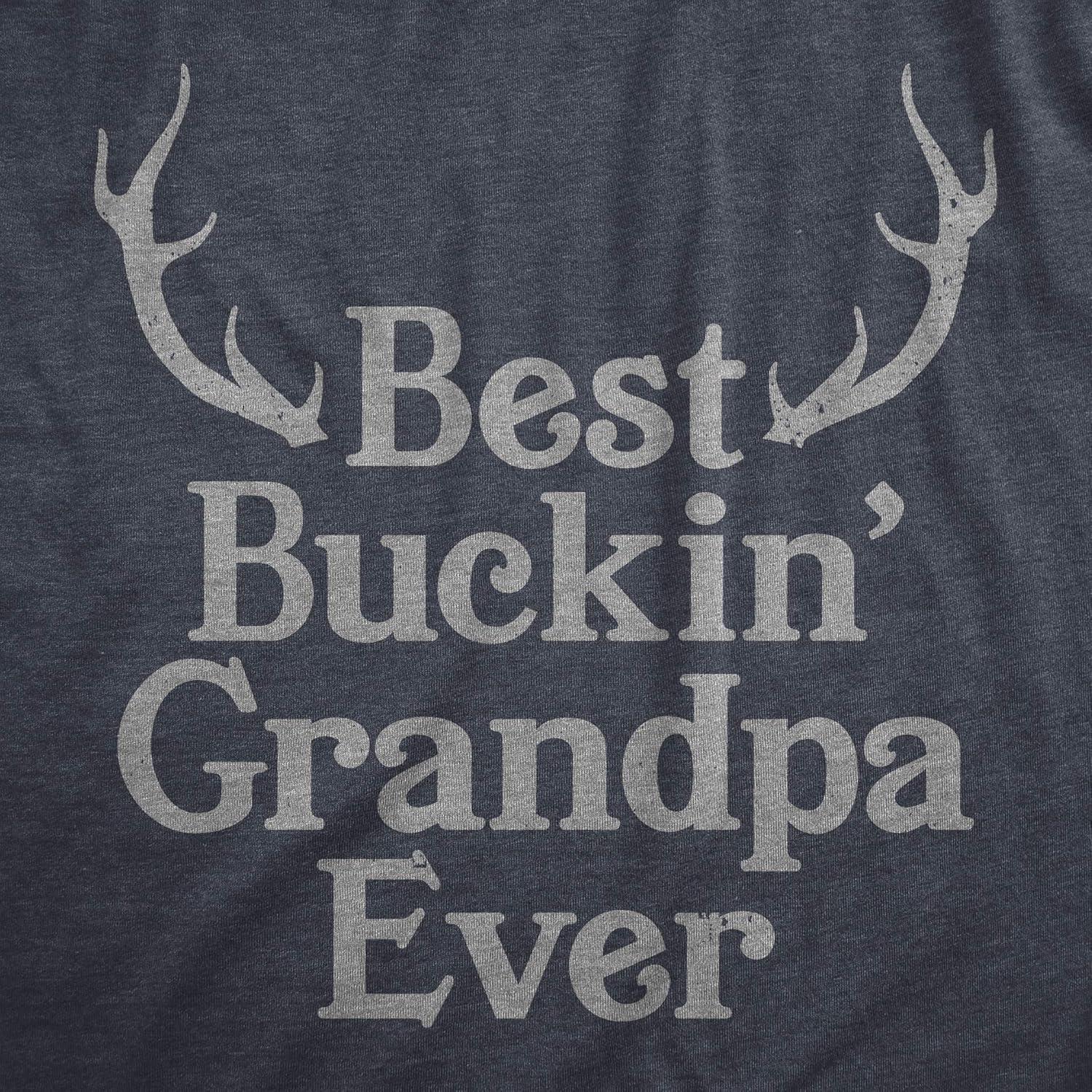 imageMens Best Buckin Grandpa Ever T Shirt Funny Fathers Hunting Tee for GrandfatherHeather Navy