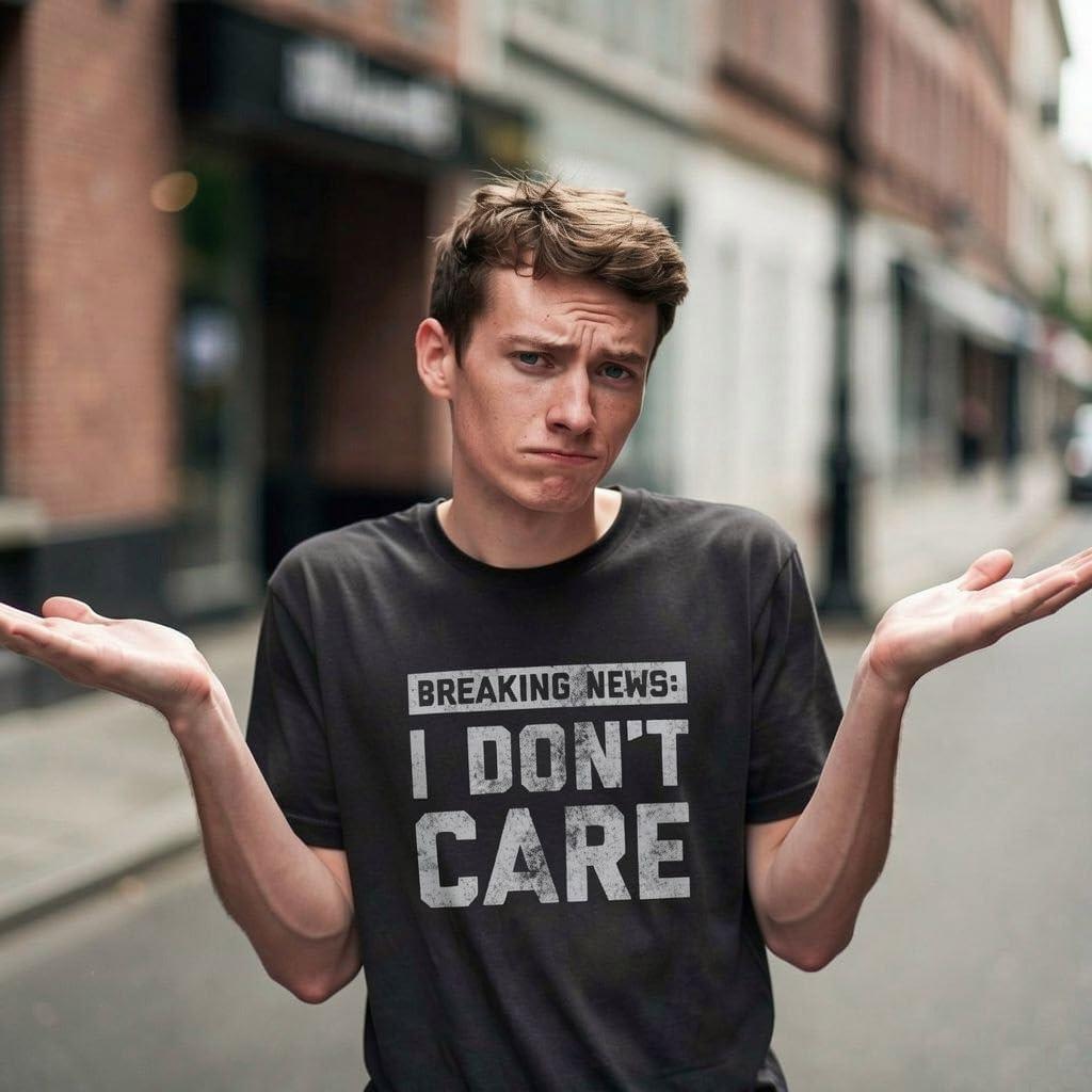 imageMens Breaking News I Dont Care T Shirt Funny Sarcastic Graphic Novelty TeeDark Heather Grey