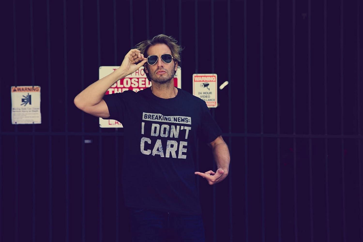imageMens Breaking News I Dont Care T Shirt Funny Sarcastic Graphic Novelty TeeHeather Black