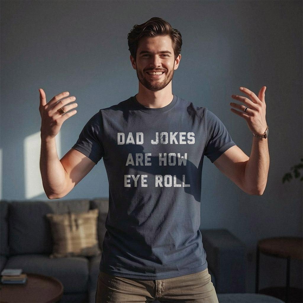 imageMens Dad Jokes are How Eye Roll T Shirt Funny Fathers Day Graphic Novelty Hilarious TeeHeather Navy Dad Jokes