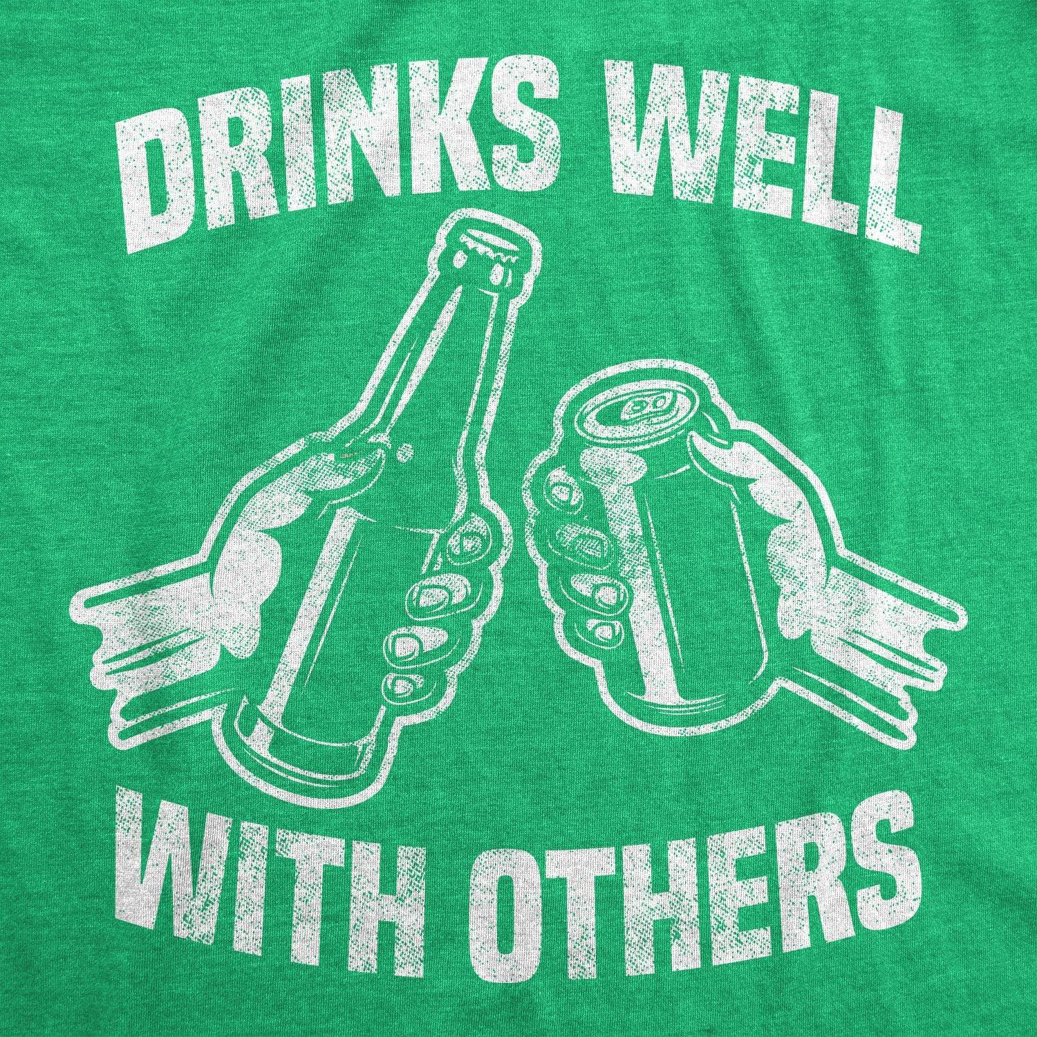 imageMens Funny St Patricks Day Shirt Drinks Well with Others Graphic Tee Irish Drinking Party OutfitHeather Green