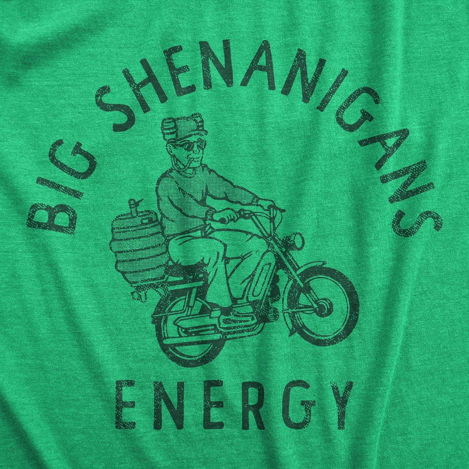imageMens Funny T Shirts Big Shenanigans Energy St Patricks Day Tee for GuysHeather Green Energy