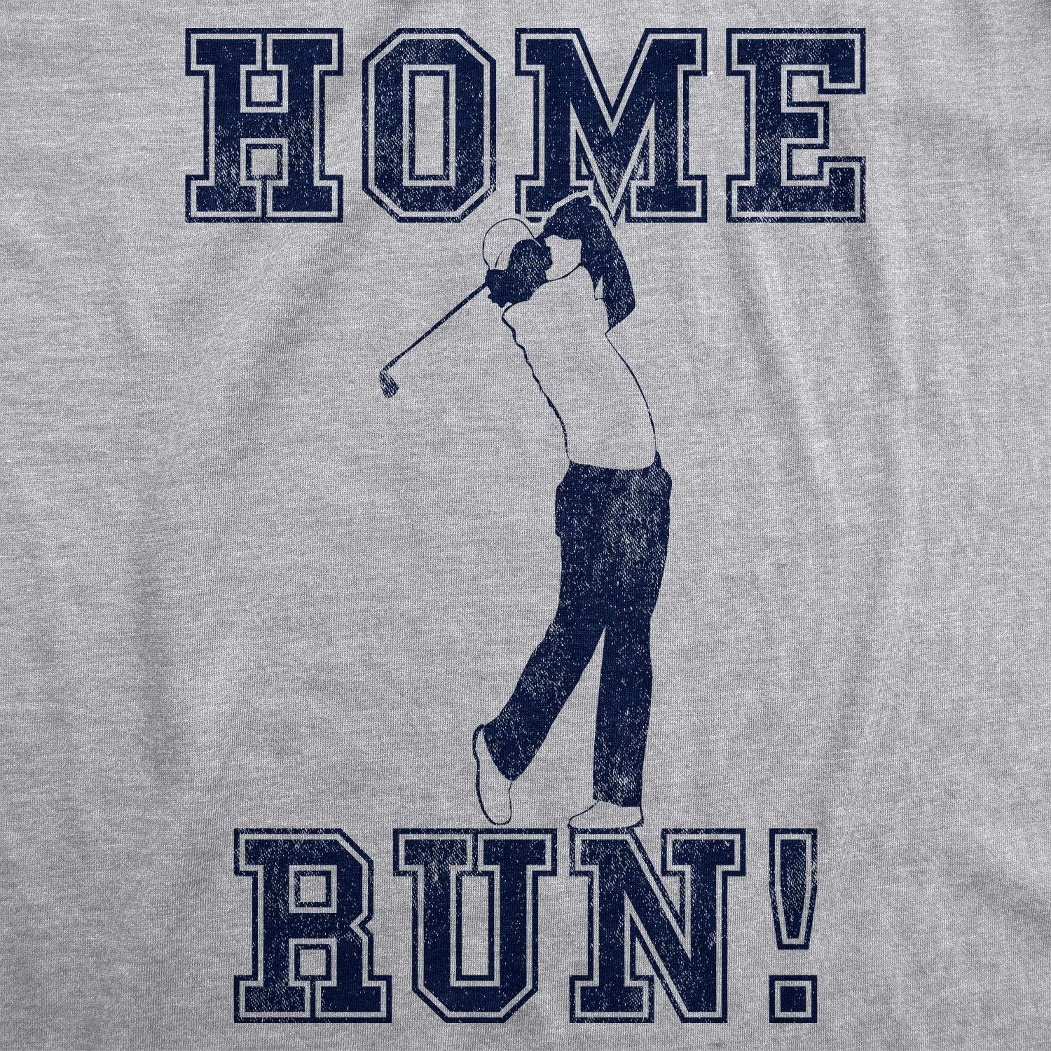 imageMens Home Run Golf T Shirt Funny Sarcastic Sports TeeLight Heather Grey Home Run