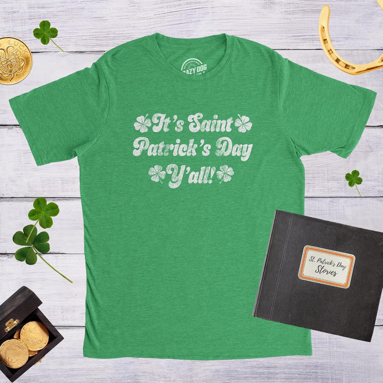 imageMens Its Saint Patricks Day Yall T Shirt Funny St Patrick Parade Green Irish TeeHeather Green