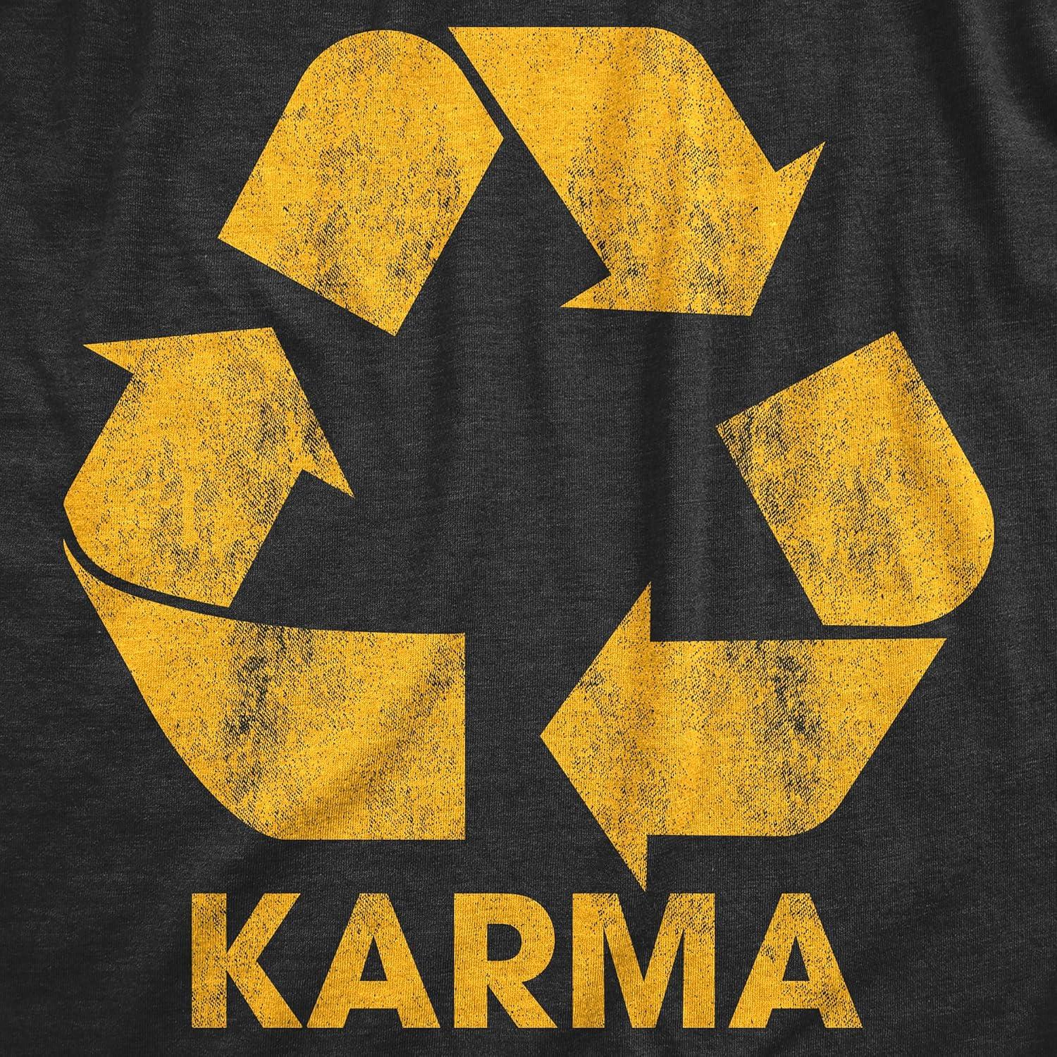 imageMens Karma Recycler T Shirt Funny Motivational Positivity Universe Graphic Novelty TeeHeather Black