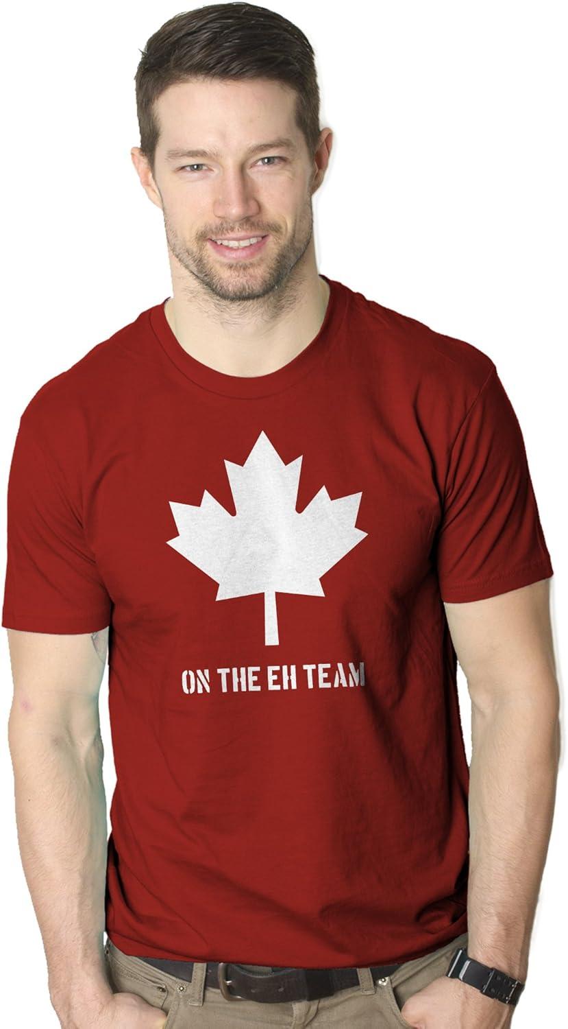 imageMens On The Eh Team Canada T Shirt Funny Novelty Sarcasm Canadian Gift CoolHeather Red