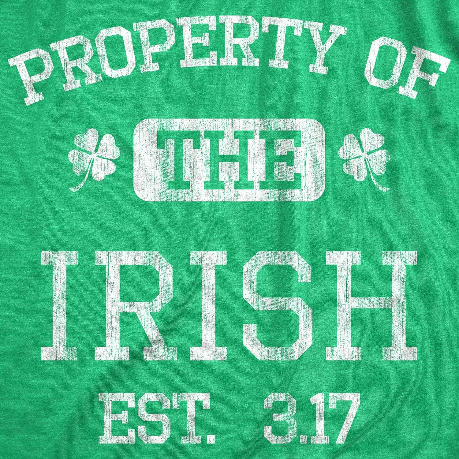 imageMens Property of The Irish T Shirt Funny St Patricks Day Cool Saint Paddy Tee Outfit GraphicHeather Green