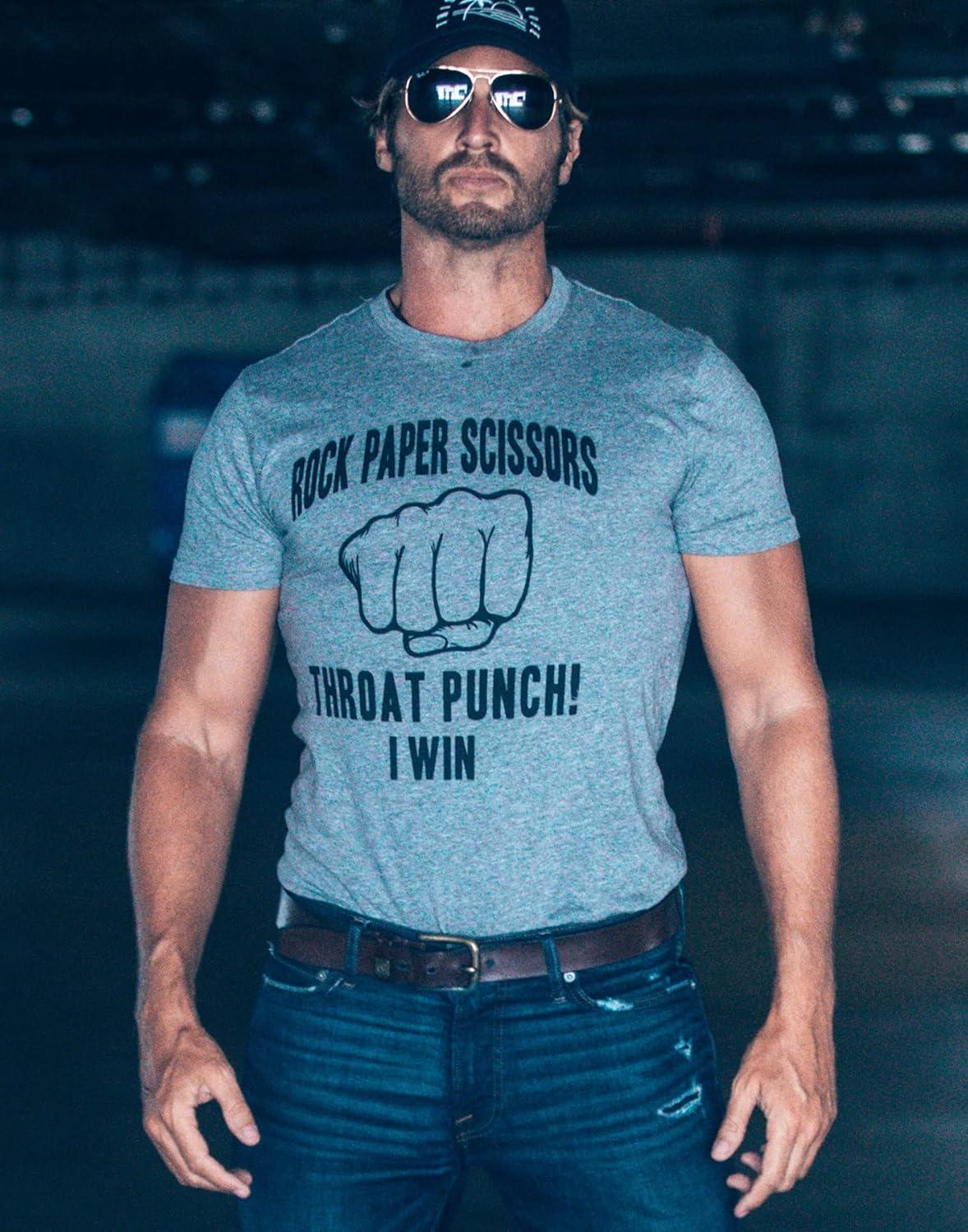 imageMens Rock Paper Scissors Throat Punch T Shirt Funny Sarcastic Hilarious NoveltyDark Heather Grey