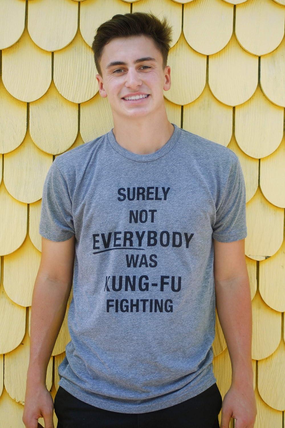 imageMens Surely Not Everybody was Kung Fu Fighting T Shirt Funny Sarcastic SayingLight Heather Grey