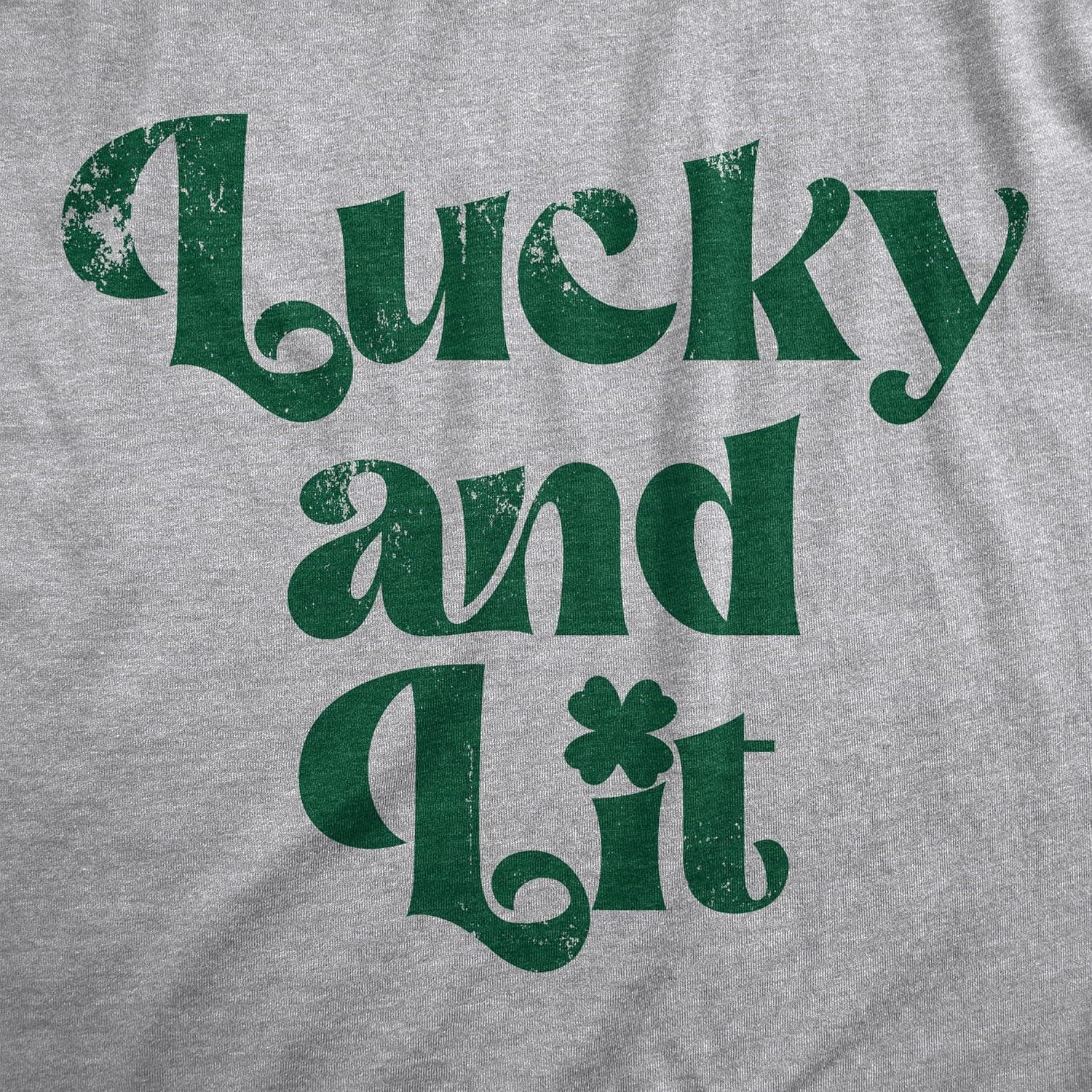 imageMens T Shirts Lucky and Lit Funny St Patricks Day Drinking Tee for GuysLight Heather Grey Lit