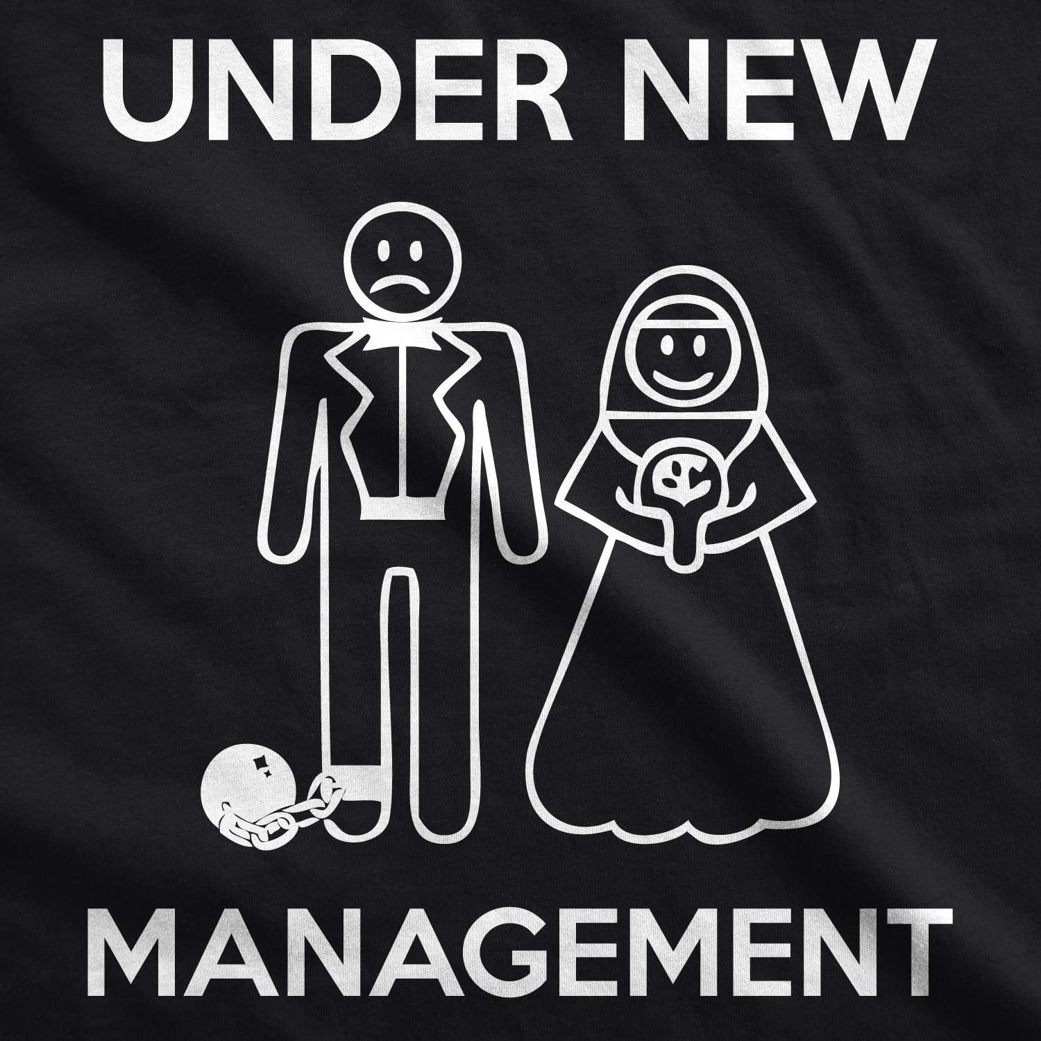 imageMens Under New Management Funny Wedding Bachelor Party Novelty Tee for GuysBlack