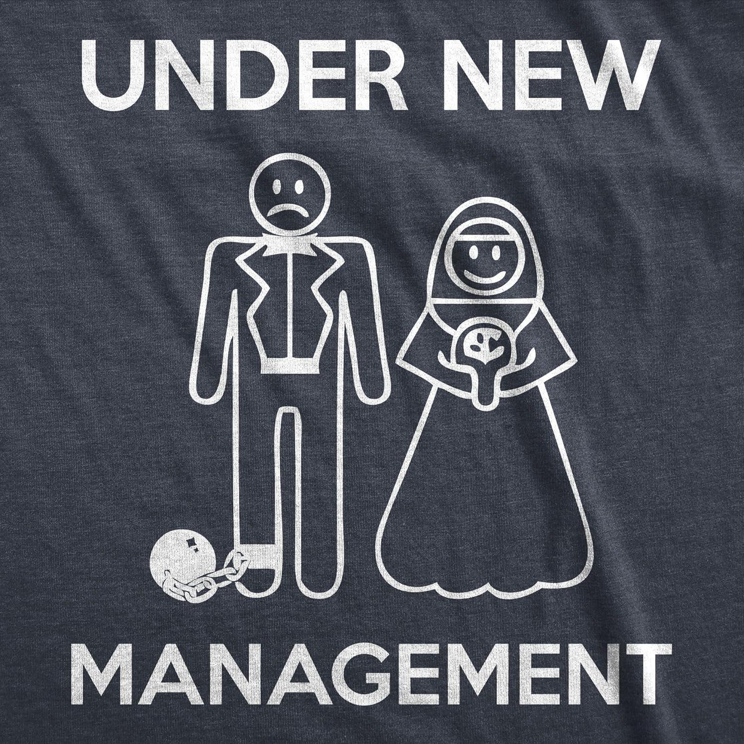 imageMens Under New Management Funny Wedding Bachelor Party Novelty Tee for GuysHeather Navy