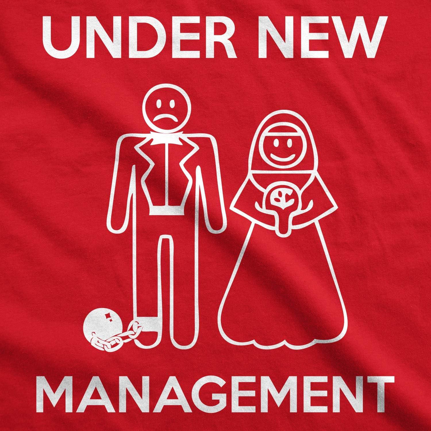 imageMens Under New Management Funny Wedding Bachelor Party Novelty Tee for GuysHeather Red