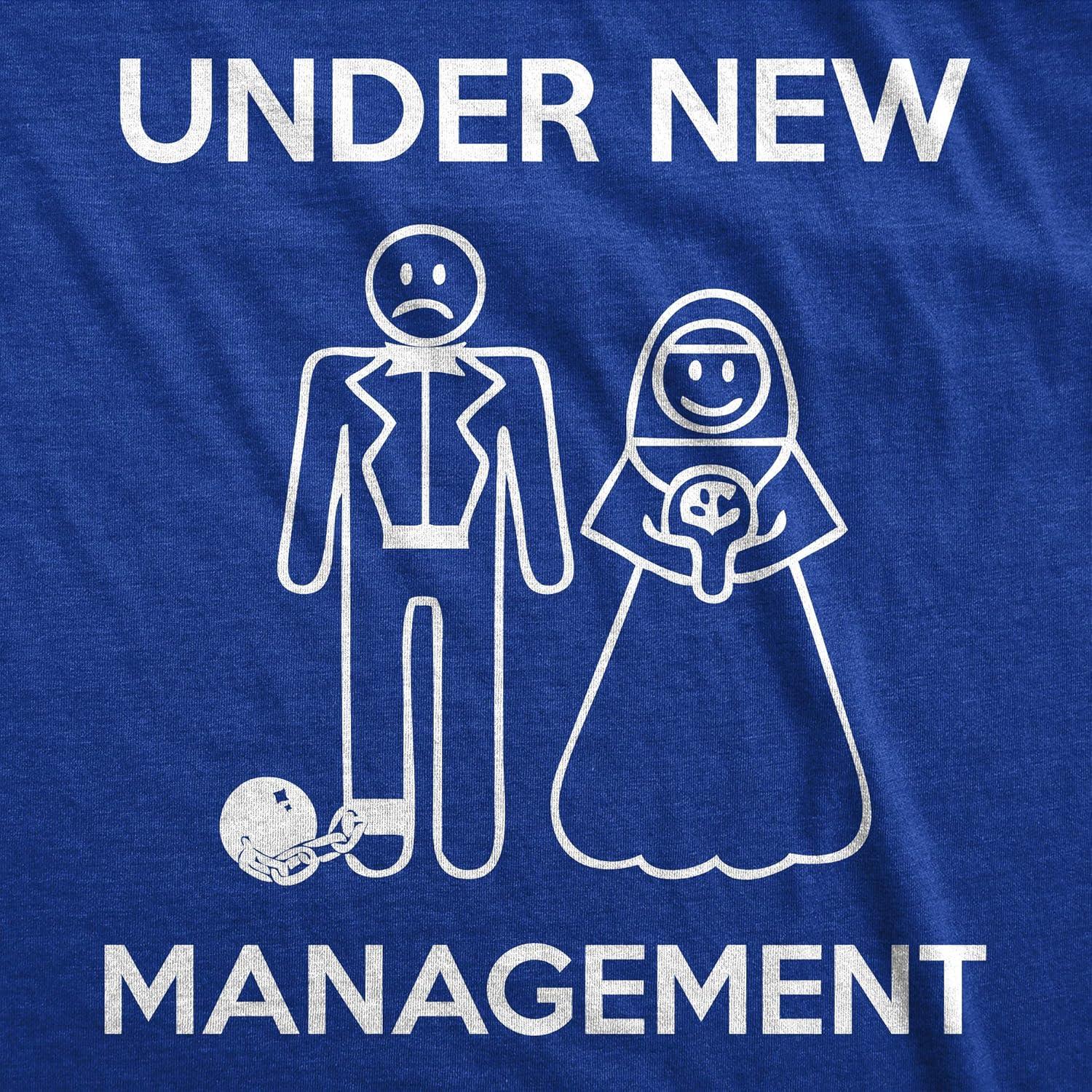 imageMens Under New Management Funny Wedding Bachelor Party Novelty Tee for GuysHeather Royal