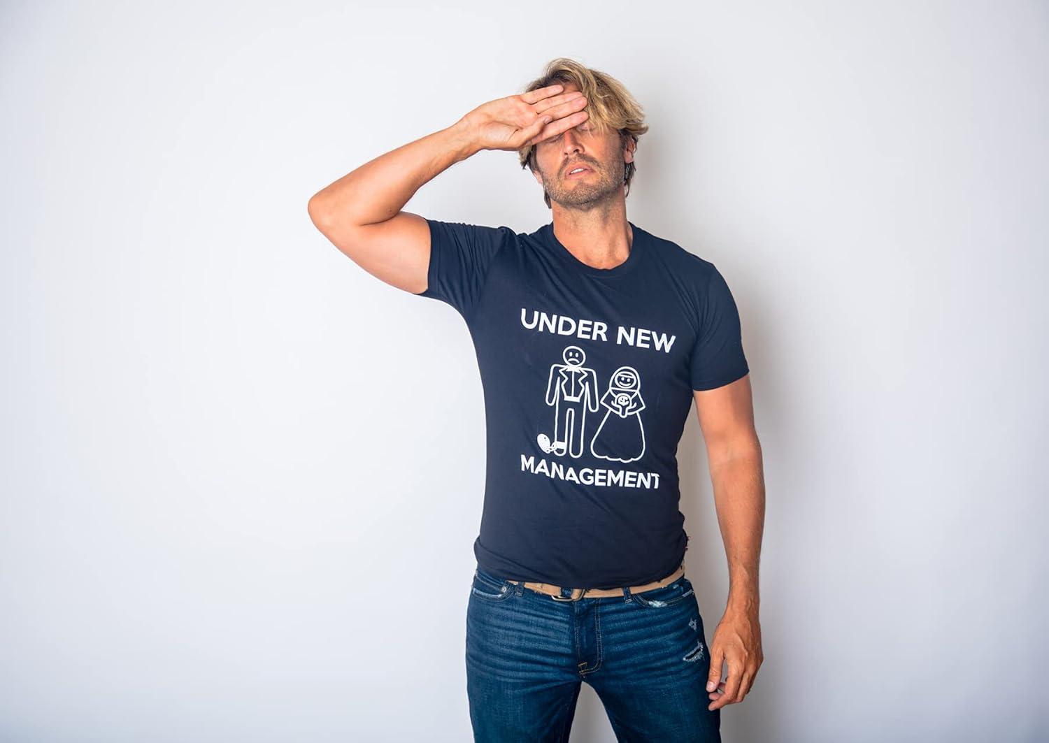 imageMens Under New Management Funny Wedding Bachelor Party Novelty Tee for GuysHeather Royal