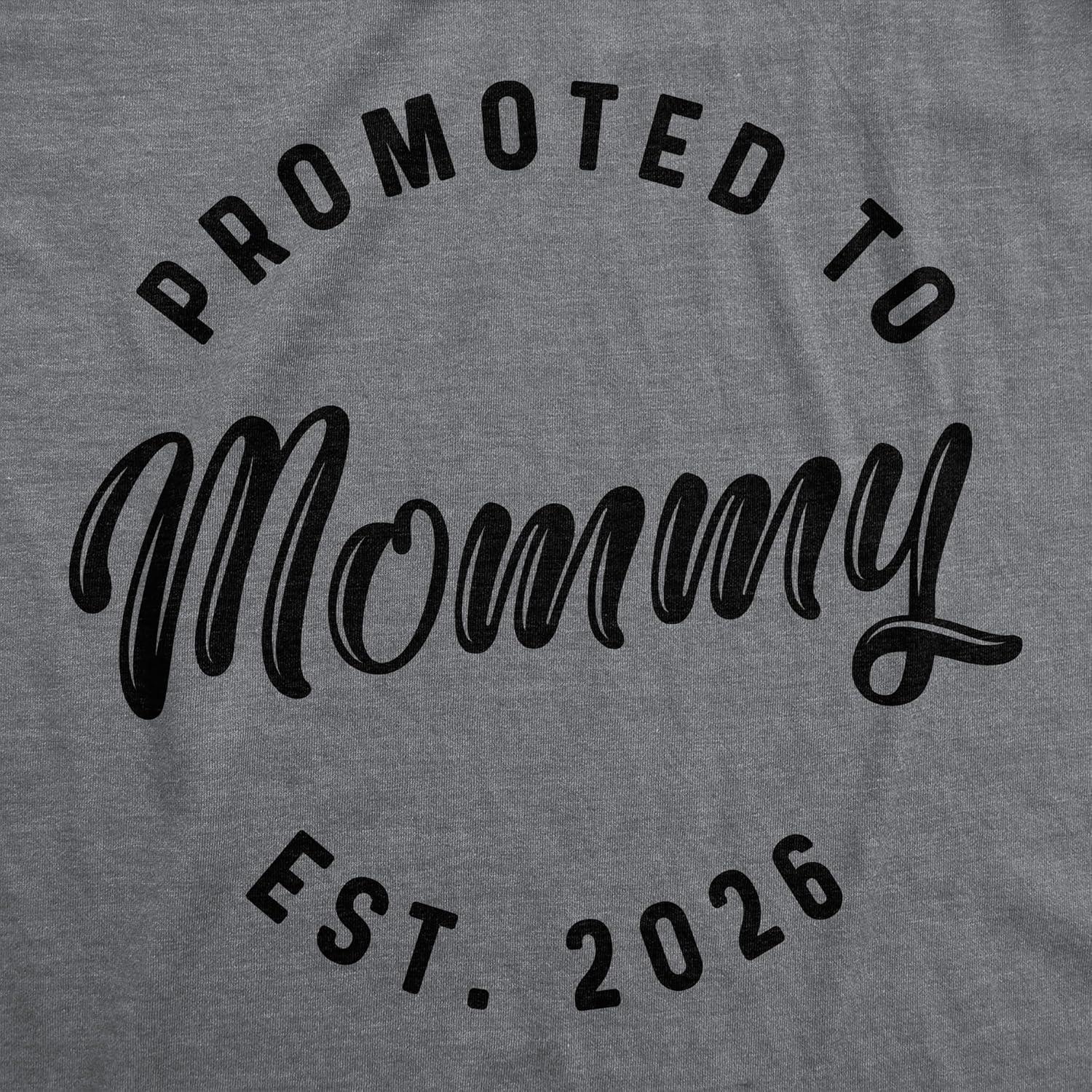 imageWomens Promoted to Mommy 2025 and 2026 T Shirt Funny New Baby Family Graphic TeeDark Heather Grey 2026
