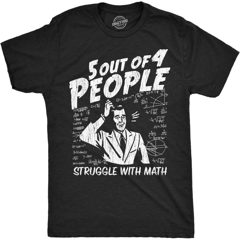 imageMens 5 Out of 4 People Struggle with Math T Shirt Funny Nerdy School TeeHeather Black Head Sratch